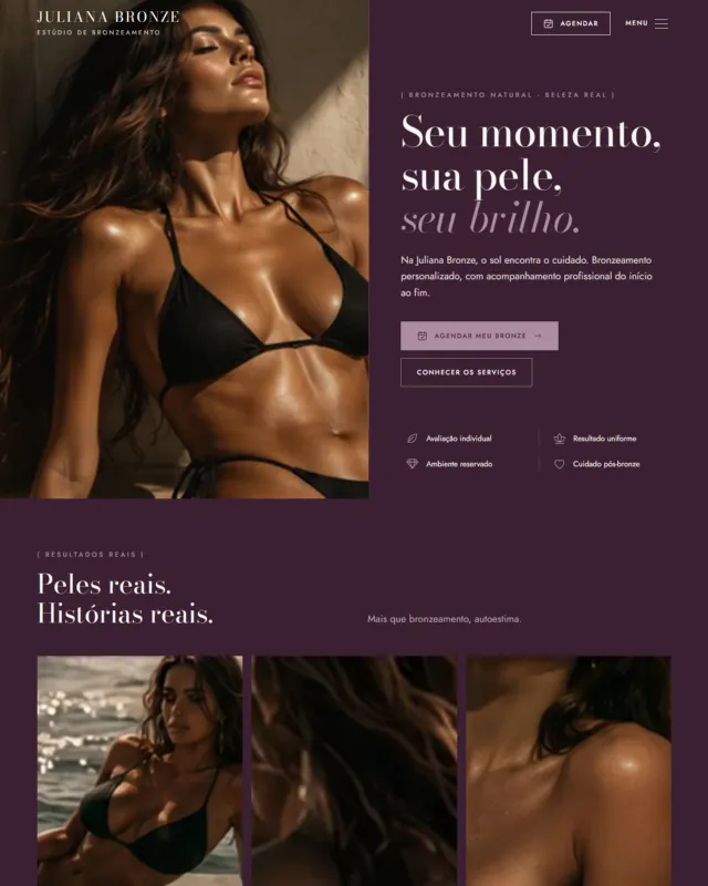 Exemplo de site no modelo Luna, com conteúdo fictício de demonstração