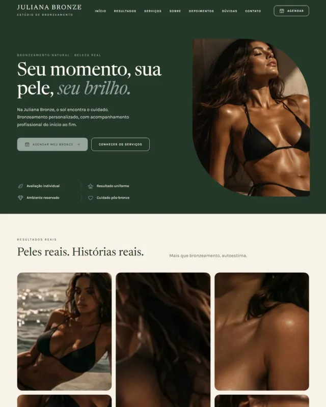 Exemplo de site no modelo Natura, com conteúdo fictício de demonstração